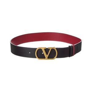 Valentino Vlogo Signature Reversible Leather Belt, Black